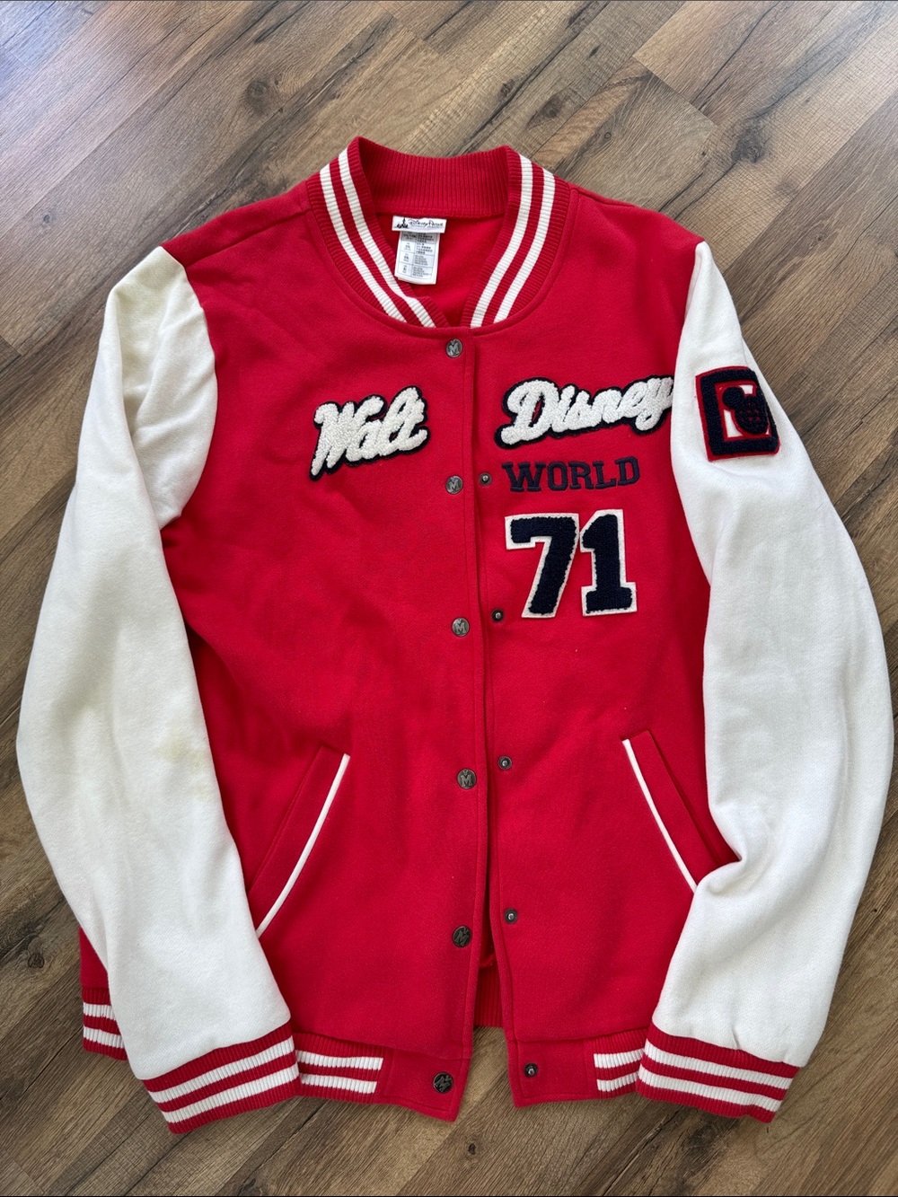Disney Red and White Varsity Bomber Jacket